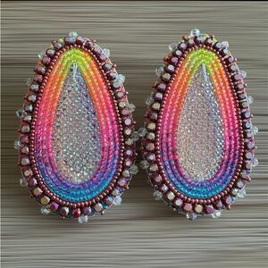 Multicolor Beaded Teardrop Earrings